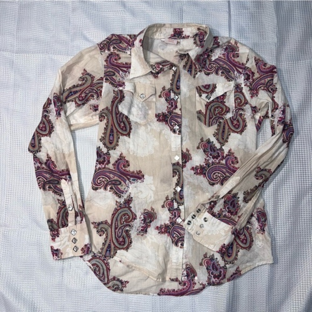 EUC Ariat Snap Button Shirt Long Sleeve Paisley Patterned C